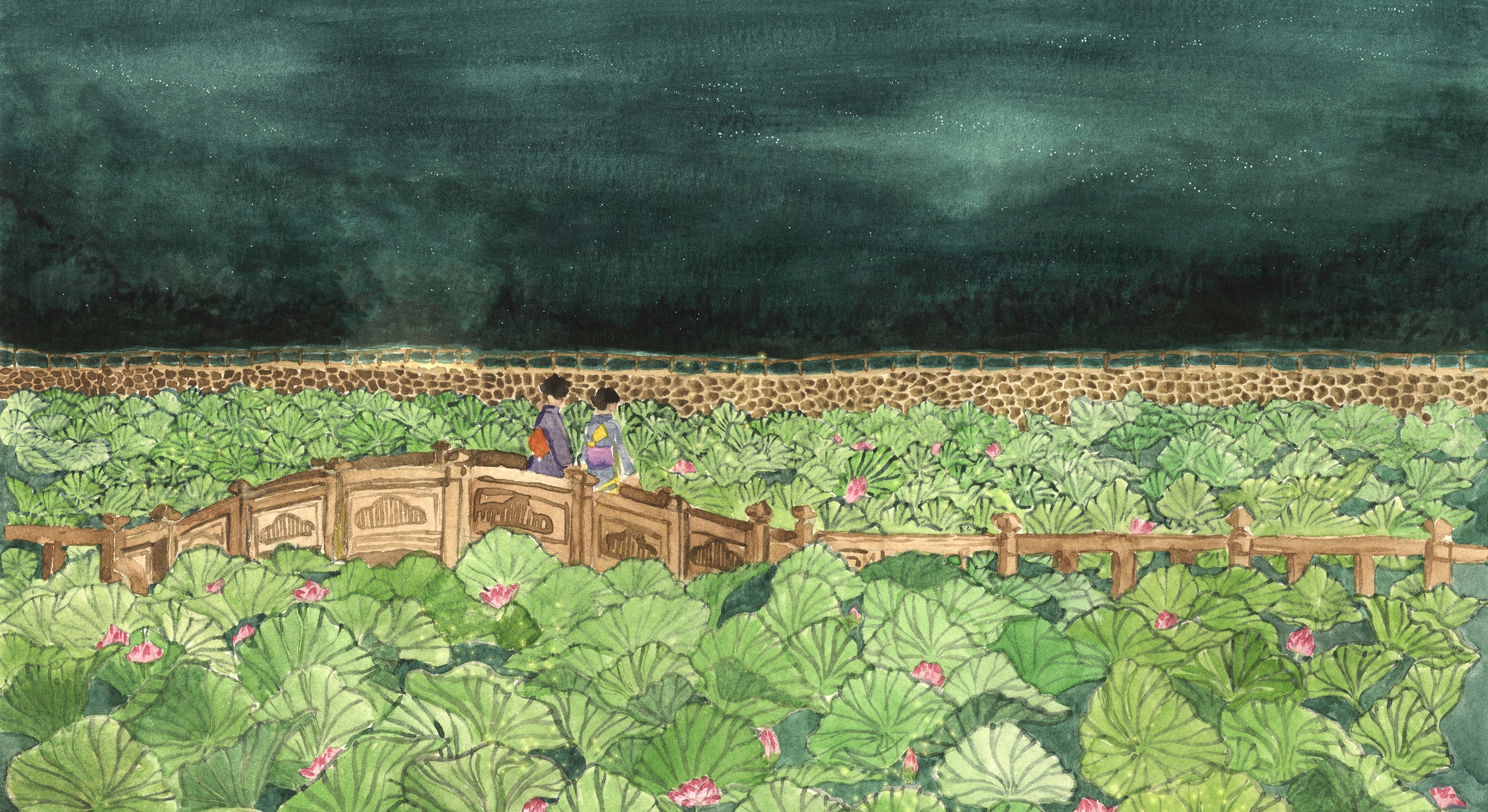 Papier peint panoramique Nénuphars