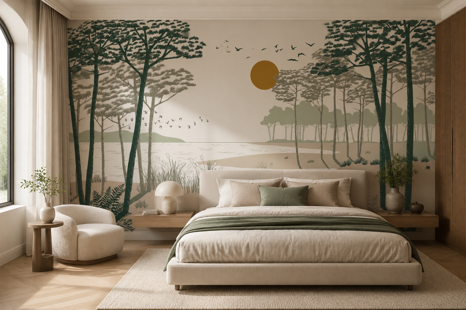 Papier Peint Sous les pins paisibles