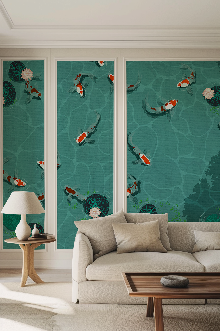 Papier peint panoramique Koi