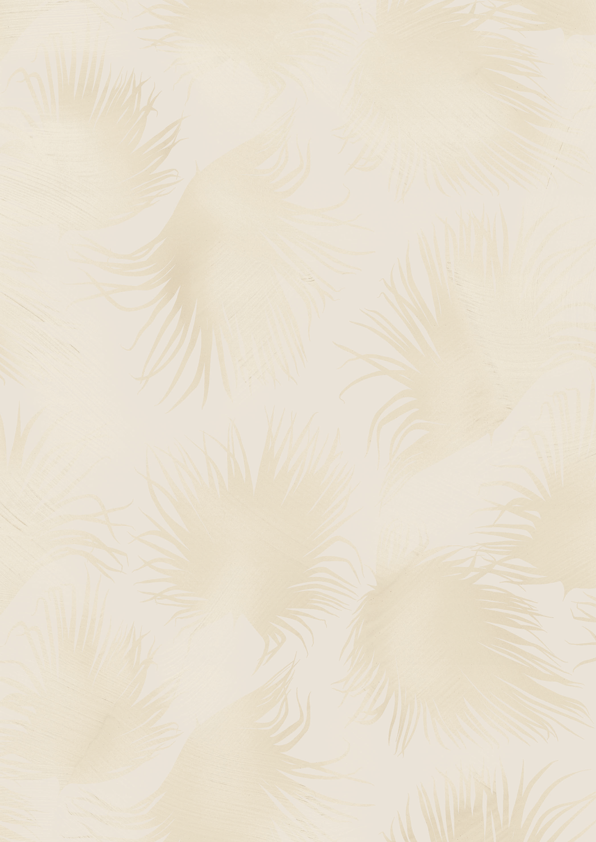 Papier peint Brise Tropicale d'Amélie Noel représentant de délicates palmes en ton sur ton dans une teinte beige.