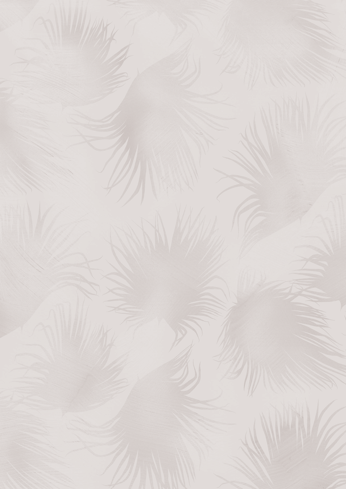 Papier peint Brise Tropicale d'Amélie Noel représentant de délicates palmes en ton sur ton dans une teinte blanche.