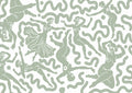 Papier peint à motif répétitif Danse des silhouettes de Zontone représentant des silhouettes en mouvement mêlées à des formes organiques.