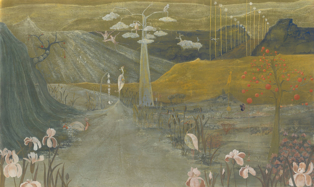 Papier peint panoramique Fantaisie de Graffito représentant un paysage onirique aux textures minérales et aux reliefs picturaux.