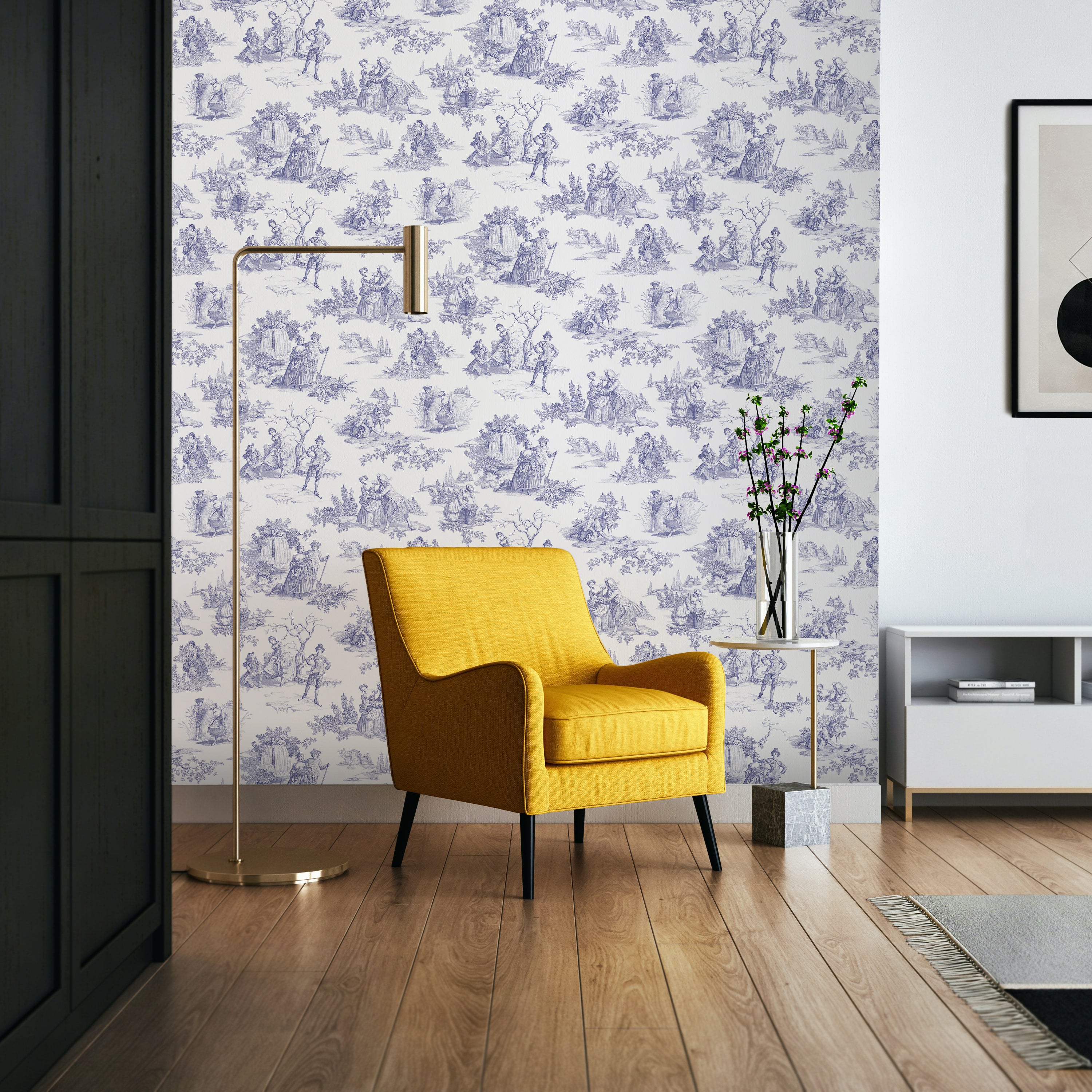 Papier peint toile de jouy Bagatelle